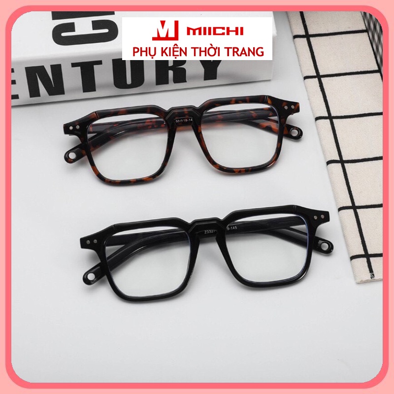 Kính cận nam nữ gọng vuông thời trang Hàn Quốc, mắt kính không độ chống ánh sáng xanh đẹp Bfashion 058