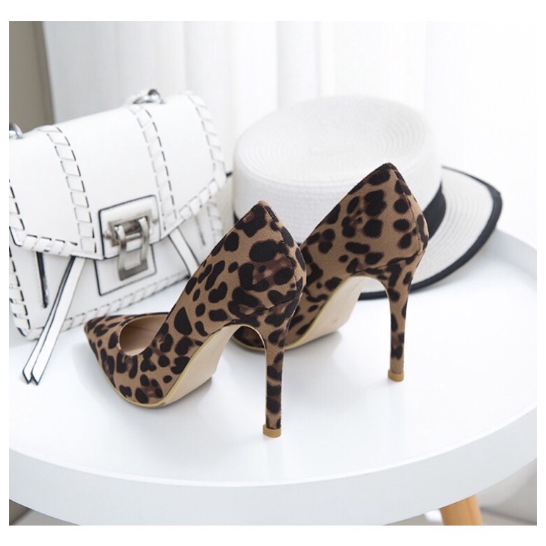 Giày cao gót khoét eo hoạ tiết da beo thời trang nữ sành điệu, đủ size TT185