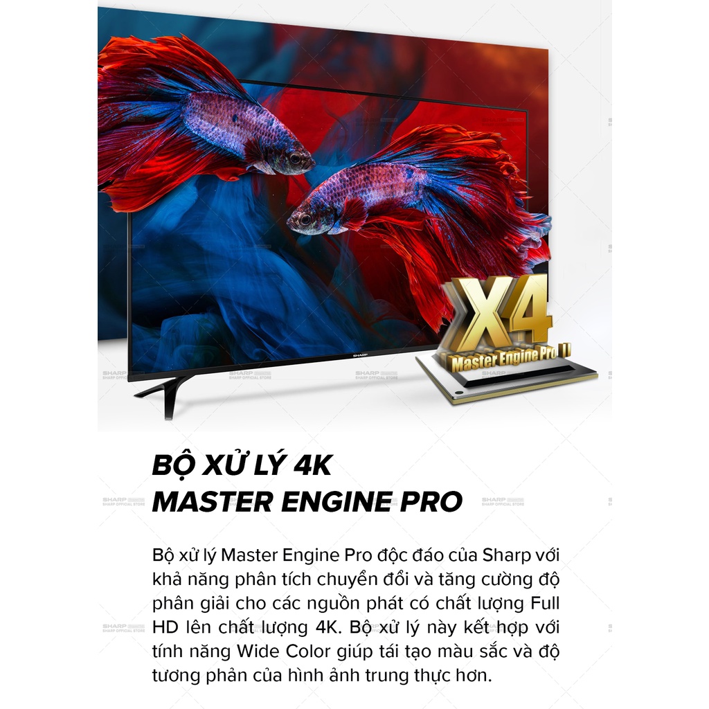 [Mã ELBAU7 giảm 7% đến 1TR][New model] TV 4K 70inch Sharp 4T-C70CK3X SX Malaysia [Android 10.0, Netflix]