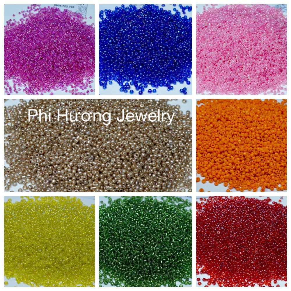Gói 10Gr (~750 Hạt) Hạt Cườm Tấm Thuỷ Tinh 2Mm Làm Đồ Thủ Công, Đính Kết Quần Áo