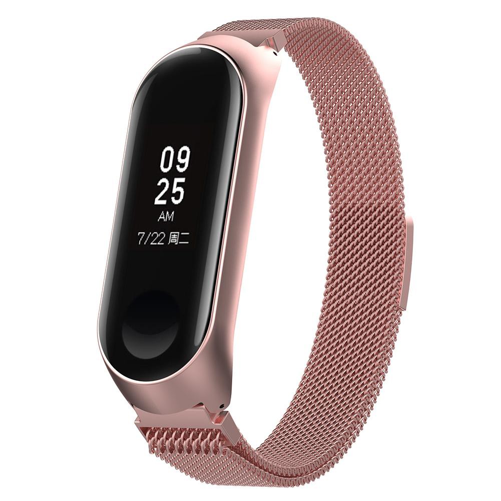 [Chất lượng cao] Dây đeo bằng thép không gỉ Milanese w / Frame cho Xiaomi MI Band 3 L