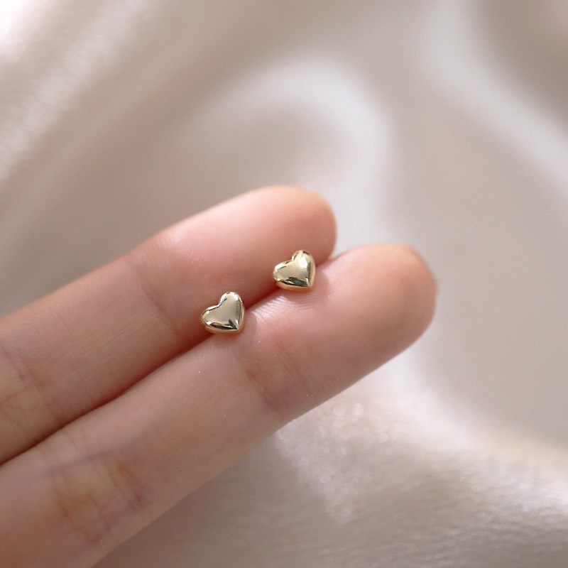 Khuyên bạc 925 nụ tim trơn xinh xắn đáng yêu Dế Bạc -K5917