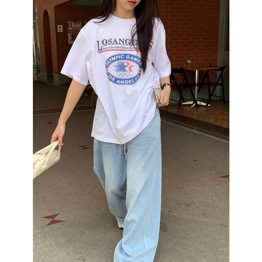 NRVP Áo Thun Nữ Oversize Cổ Tròn Thời Trang Hàn Quốc