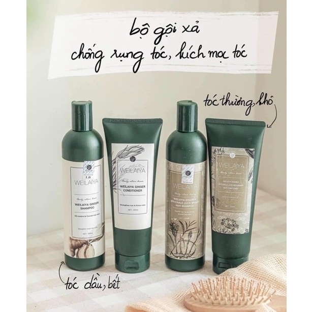Dầu gội Weilaiya chính hãng kích thích mọc tóc,Bộ dầu gội xả gừng Weilaiya ngăn giảm rụng tóc cho nam nữ-Weilaiya