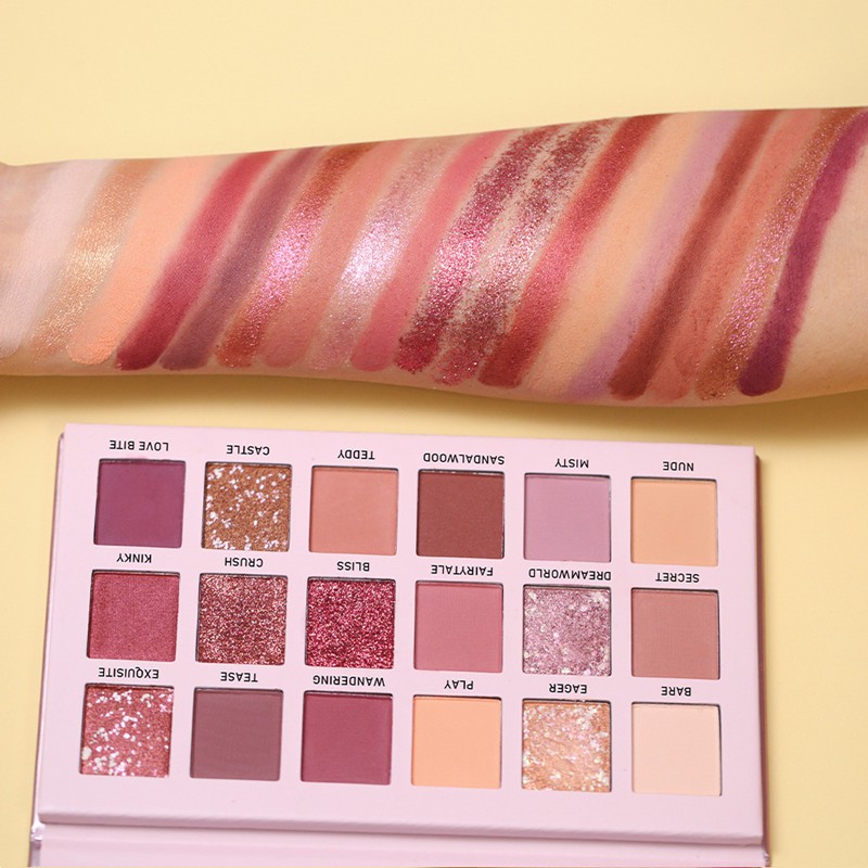 Bảng phấn mắt UCANBE 18 màu Aromas huda 18 Color Eyeshadow Palette Long-lasting Waterproof Desert Rose Eyes Makeup