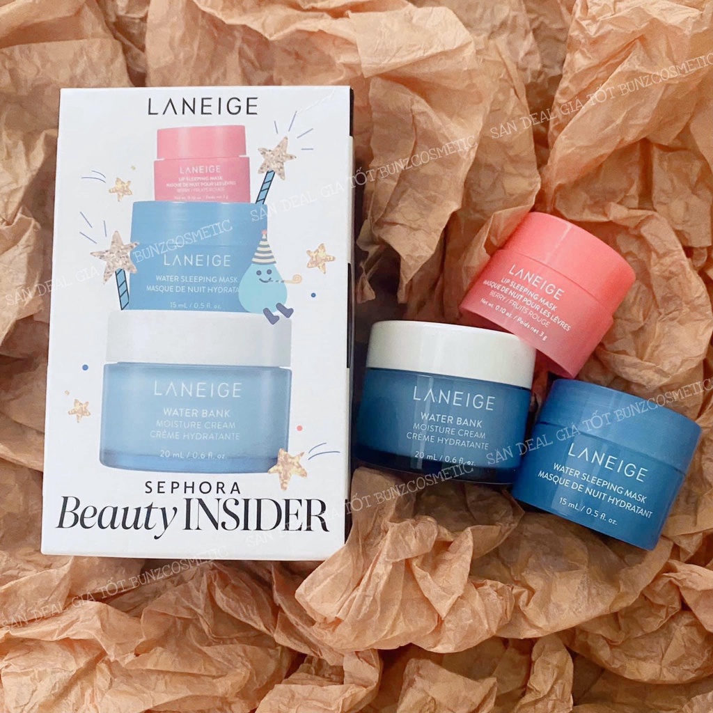 Set 3 món Laneige dưỡng ẩm Sephora Beauty Insider Mask môi-Kem dưỡng-Mask ngủ - Mua Cả Thế Giới