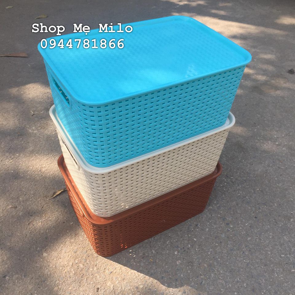 Set 3 giỏ Hàn quốc cỡ trung có nắp
