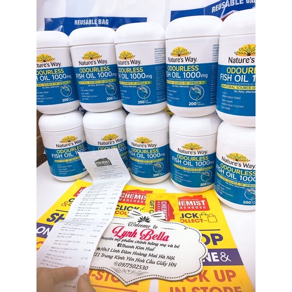 Dầu cá không mùi Fish Oil Nature Way 1000mg 200 viên