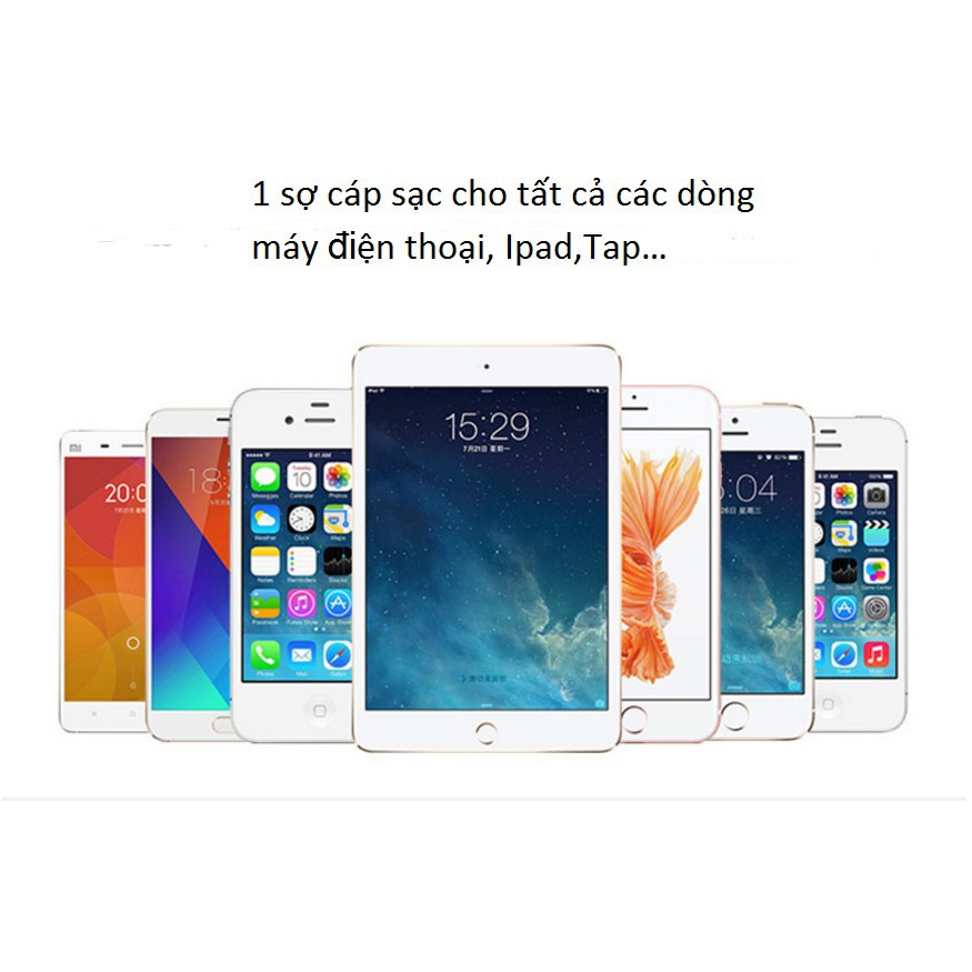 [Mã 2404EL10K giảm 10K đơn 20K] (Giá sỉ) Cáp sạc dây dù đa năng 3 đầu Lightning - Type C - Micro USB mẫu 1