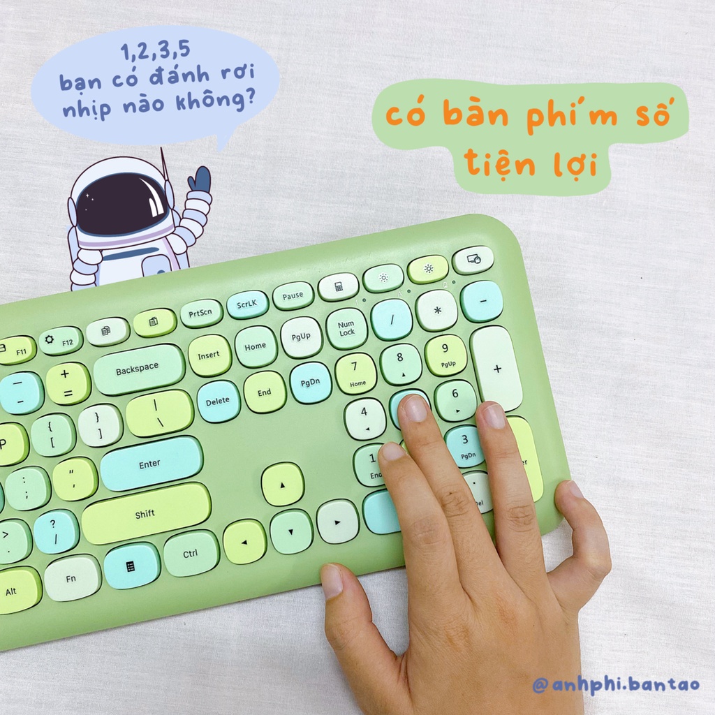 Bộ Bàn Phím Chuột Tròn Giả Cơ Không Dây Candy Mofii Ver 2.0 Dễ Thương - Tặng kèm stickers