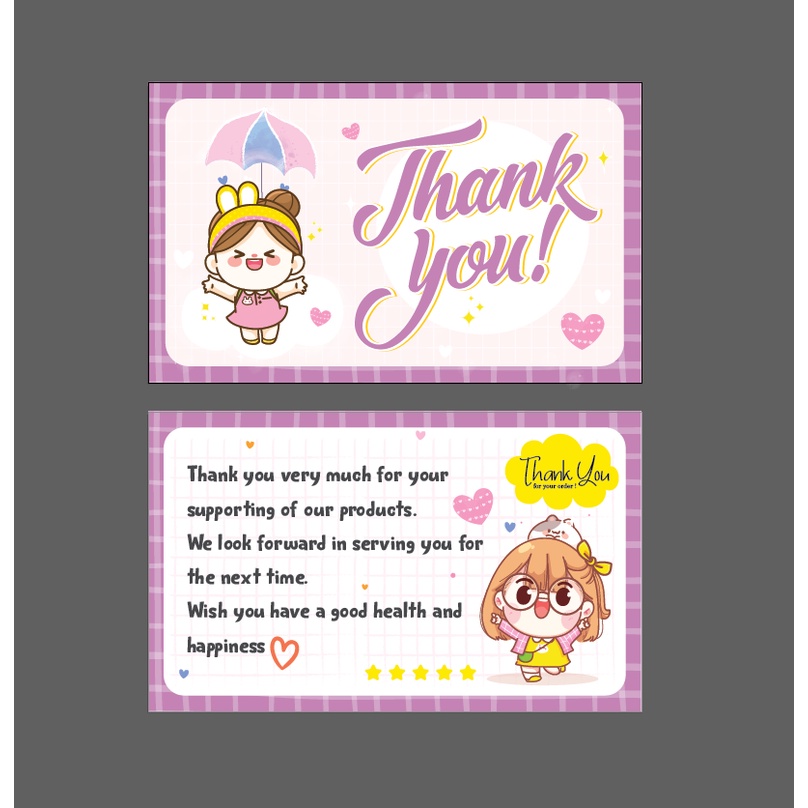 Combo 100 cái  thankyoucard, thiệp cảm ơn, Thẻ cám ơn có sẵn, Giấy bìa cứng cán màng size 9x5.5cm