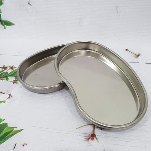 Combo khay hạt đậu + hũ inox đựng bông y tế dùng trong phòng khám, Spa, TMV