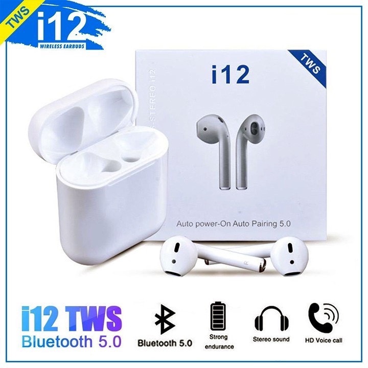 Tai nghe bluetooth không dây Inpods i12 TWS nút cảm ứng âm thanh HIFI có mic đàm thoại