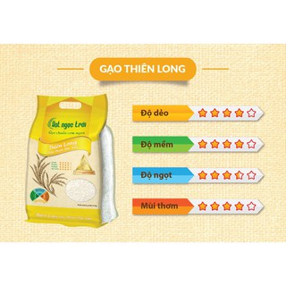 Gạo Hạt Ngọc Trời Thiên Long túi 5kg-DẺO VỪA,NGỌT CƠM,THƠM DỨA