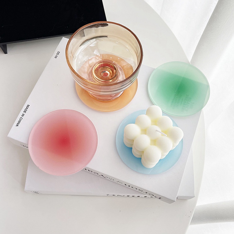 Đế Lót Ly Tròn Bằng Acrylic Màu Gradient Đơn Giản Trang Trí