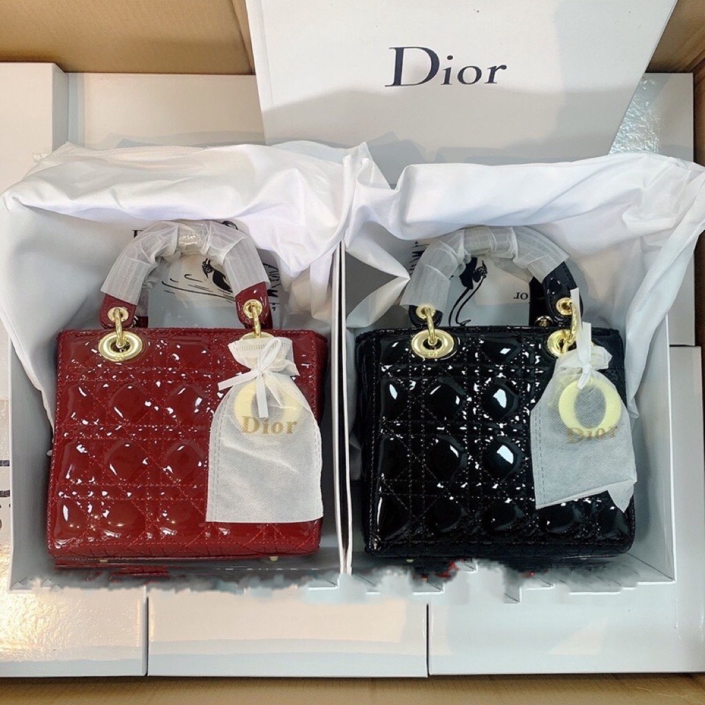 Túi D Da Bóng Tag Vàng Mini Size 17