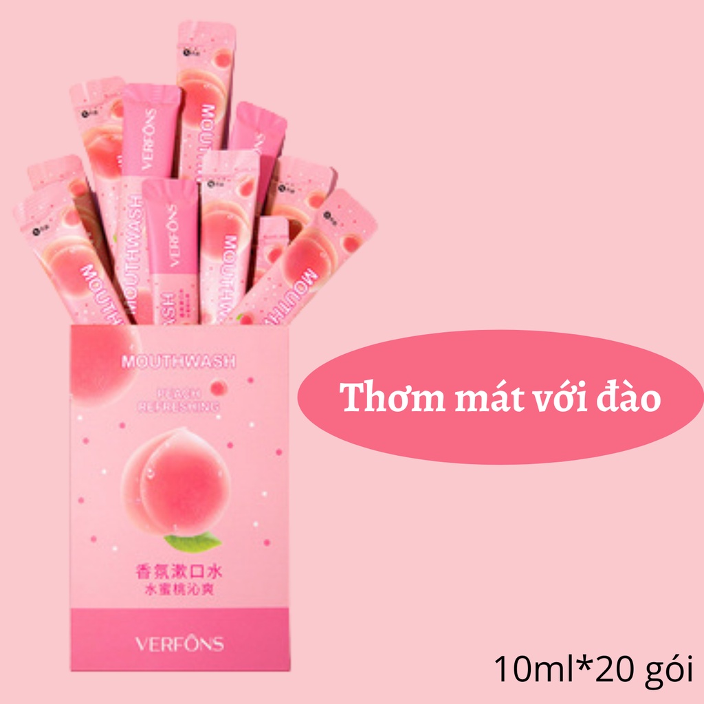 Hộp 20 túi nước súc miệng VERFONS giúp hơi thở thơm mát sảng khoái tức thì, tiện lợi bỏ túi khi đi ra ngoài