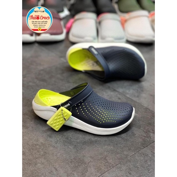 Dép sục thời trang nam nữ Cross Literide màu navy lót xanh chuối (NA2214)
