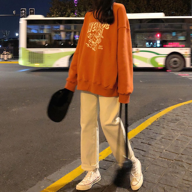 NRVP Áo Hoodie Dáng Rộng Thời Trang Hàn Quốc Đơn Giản Cá Tính Cho Nữ