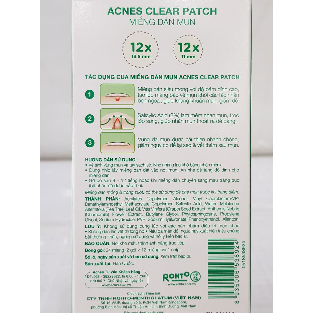 Hộp 24 Miếng Dán Mụn Acnes Clear Patch