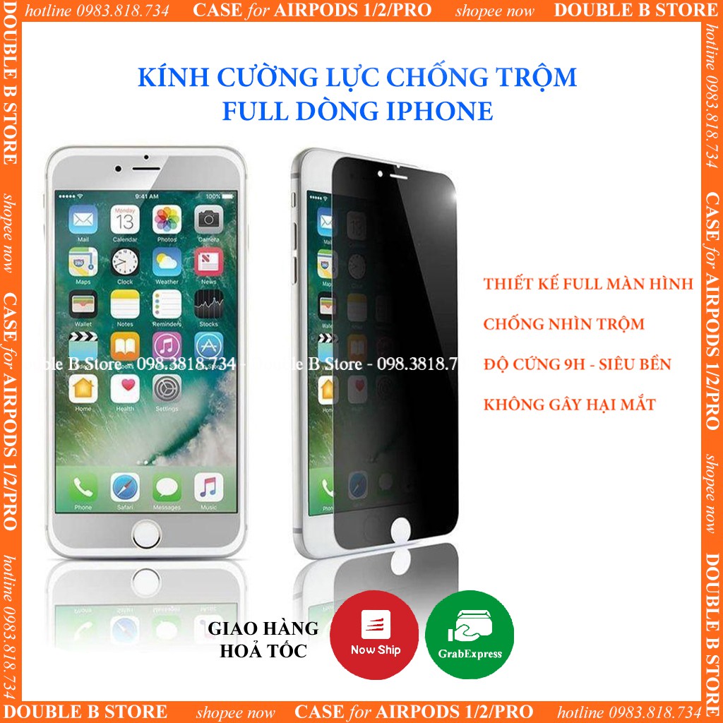 Kính cường lực 12 PRO MAX chống nhìn trộm Full màn siêu nét - Đủ dòng máy
