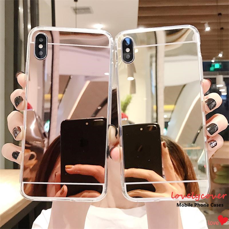 Makeup Mirror Case Oppo A53 2020 A5s A12 A1K A9 2020 A5 2020 A31 2020  A52 A92 A72  A71 F7 F9 F9pro F11 A3s A7 F5 /F5 youth Reno 3 A57 A39 A83  A91 A37 A37F Neo9