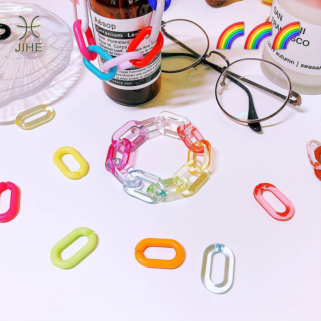 Vòng Tay Nhựa acrylic Màu Cầu Vồng Phong Cách Nhật Hàn Xinh Xắn Dành Cho Cặp Đôi