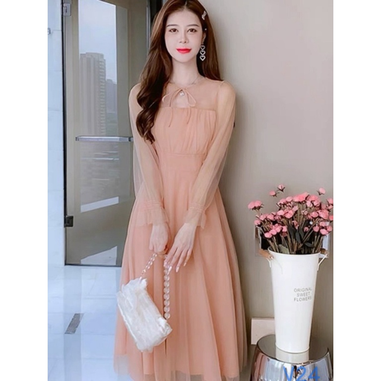 ĐẦM XÒE LƯỚI HỒNG BABY TINH TẾ DỰ TIỆC NHẸ NHÀNG UP HHP FASHION