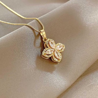 Vòng cổ mặt cỏ bốn lá dạng xoay sang trọng thời trang cho nữ