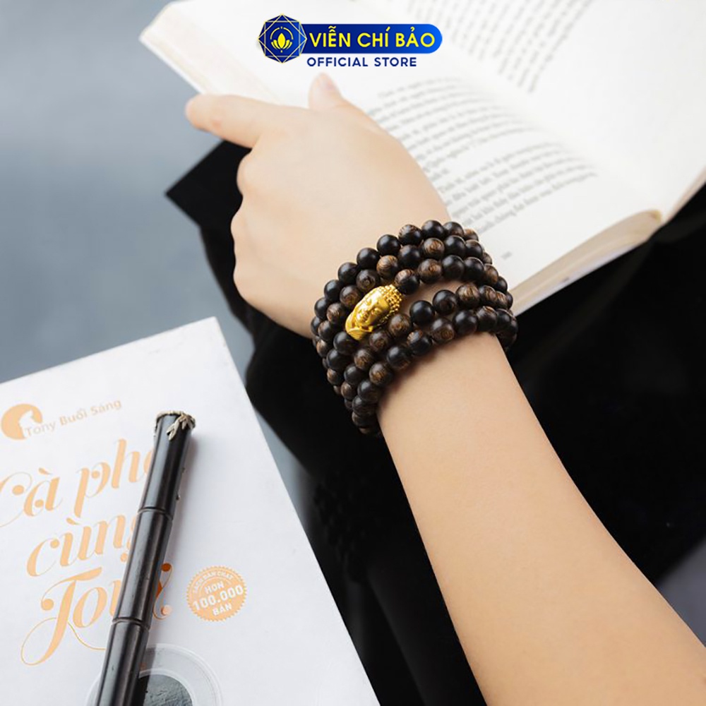 Vòng tay Trầm hương sánh chìm 108 hạt mix charm Phật Thích ca vàng 24K thương hiệu Viễn Chí Bảo V000764-C240036