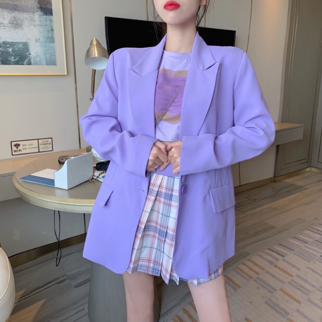 (ORDER) Set đồ tím áo khoác blazer tím pastel siêu xinh - Purple Girl