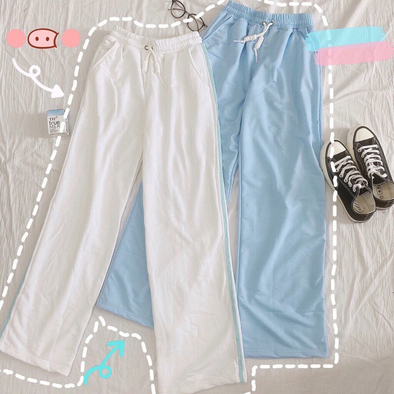 Quần Ống Rộng Phối Sọc Line Phản Quang Nam Nữ Unisex