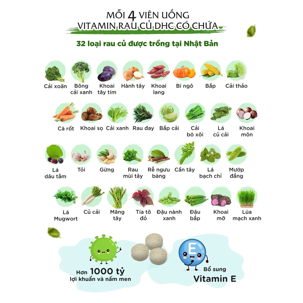 Viên Uống Rau Củ DHC Nhật Bản DHC Perfect Vegetable Premium Japanese Harvest