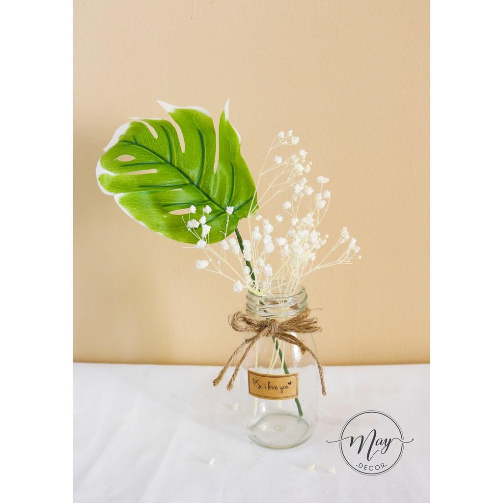 Hoa lá giả, Cành lá rùa, hoa điểm trang trí,chụp ảnh sản phẩm dài 20,25,30cm