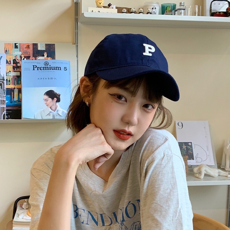 Mũ lưỡi trai mềm mại thêu chữ Hu Stubble phong cách Hàn Quốc