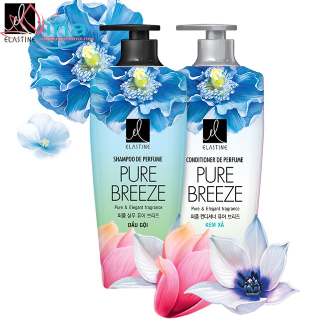 COMBO GỘI XẢ NƯỚC HOA ELASTINE DE PERFUME PURE BREEZE (600ML)