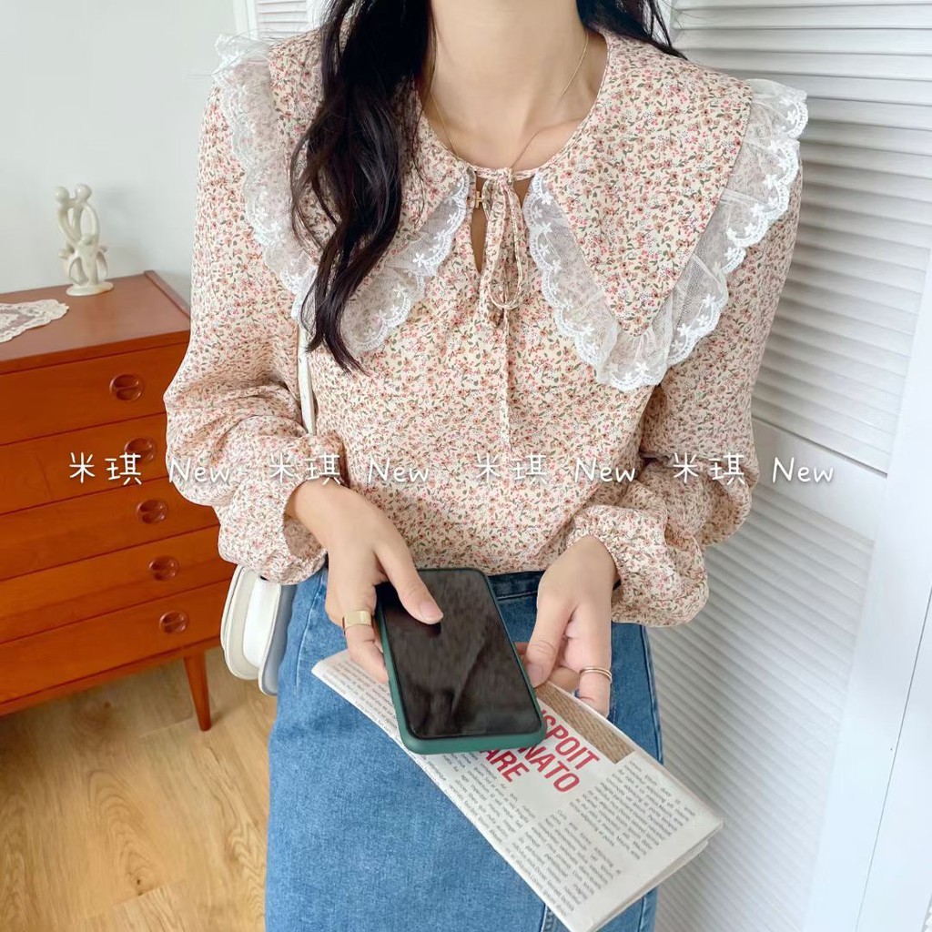 Áo sơ mi cổ sen viền bèo Ulzzang styleHàng Quảng Châu