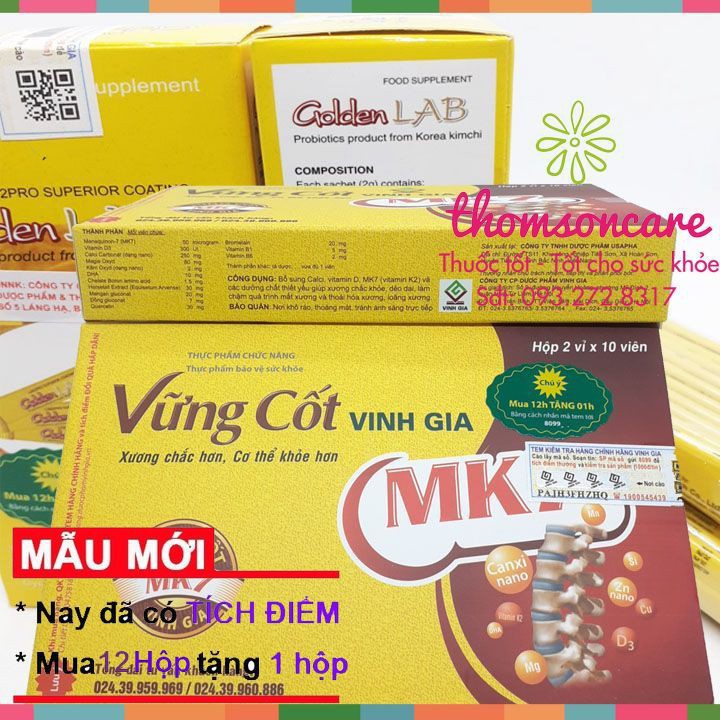 Vững cốt Vinh Gia hỗ trợ xương khớp - Mua 12 tặng 1 bằng tem tích điểm chính hãng