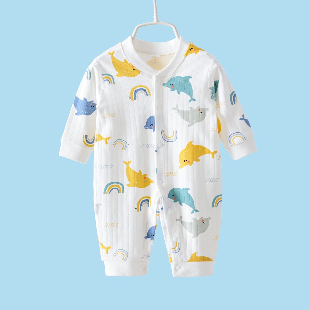 Áo liền quần dài tay cotton cho bé trai và bé gái sơ sinh từ 3-13kg, hàng đẹp xuất Hàn - BD72