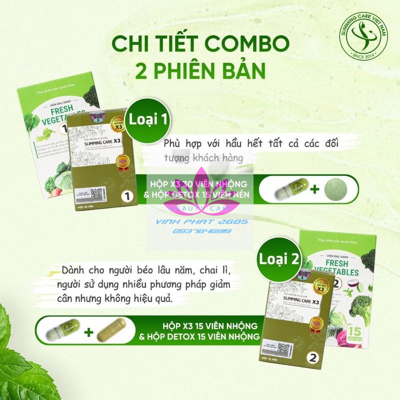 Viên Uống Thảo Mộc Slimming Care X3 Kèm Detox chính hãng