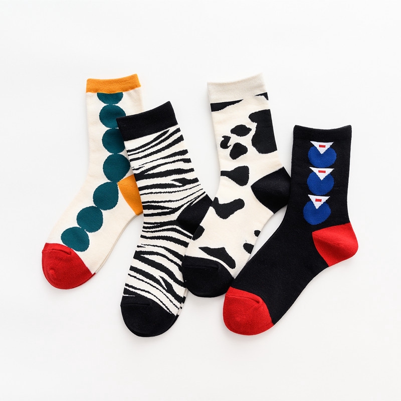 Casual Cow Printed Striped Designer Crew Socks Women Crazy Cartoon Darn Tough Boys Socks 100 Cotton Thermal Personalised Socks