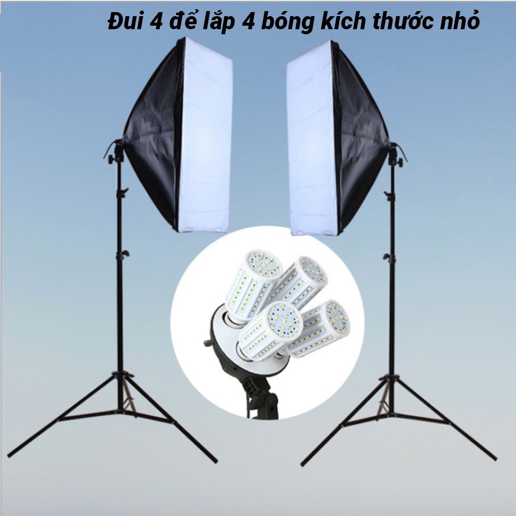 GIAO HỎA TỐC KV HÀ NỘI - Đèn studio chụp ảnh quay phim 4 bóng chuyên nghiệp cao 2m softbox 50x70cm