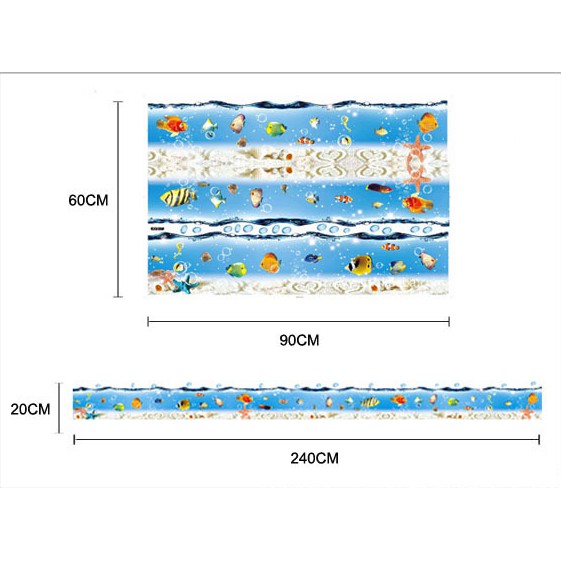 Decal trang trí chân tường Đại Dương xanh