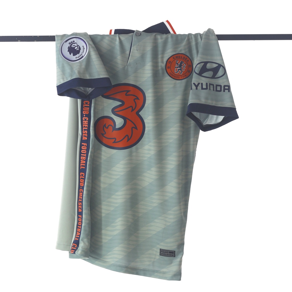 Bộ quần áo đá bóng Chelsea fanmade - set bộ thể thao màu xanh xám cố bẻ tay ngắn form âu Leaguestore