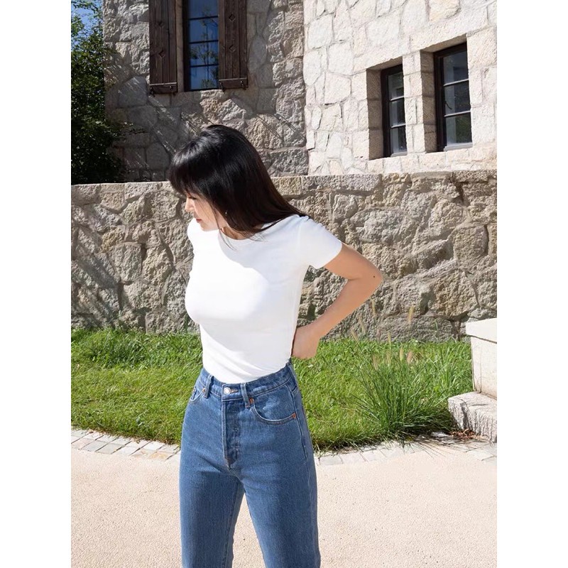 ✚♠◈Bodysuit cổ tròn kín tay ngắn by whattowear | BigBuy360 - bigbuy360.vn