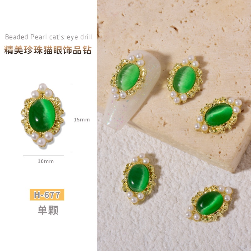 Phụ Kiện Trang Sức Móng Tay Bằng Hợp Kim Đính Ngọc Trai Và Đá opal Thần Kỳ Mới