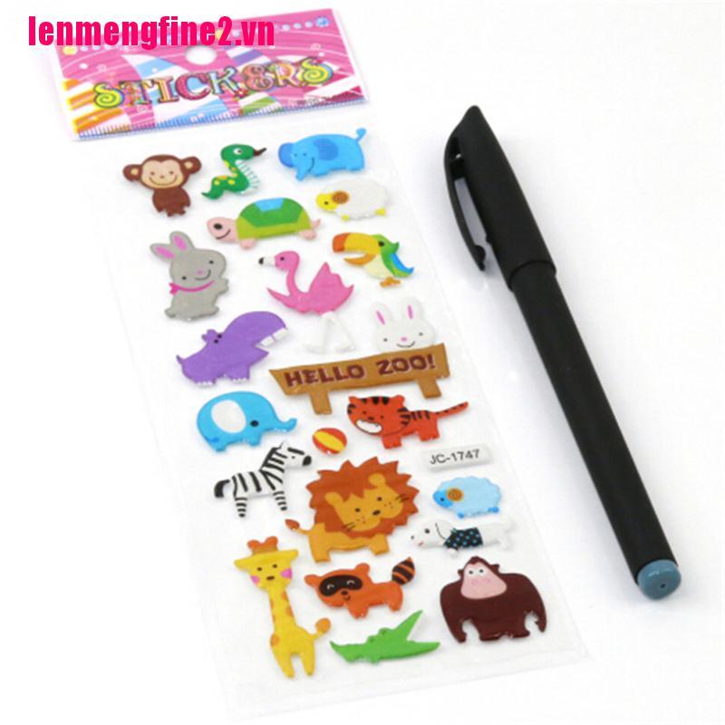 Bộ 5 tấm hình dán 3D các con vật dễ thương đáng yêu cho bé