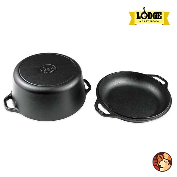 Bộ nồi và chảo gang Lodge 26 cm chống dính tự nhiên, dùng được cho mọi loại bếp và cả lò nướng