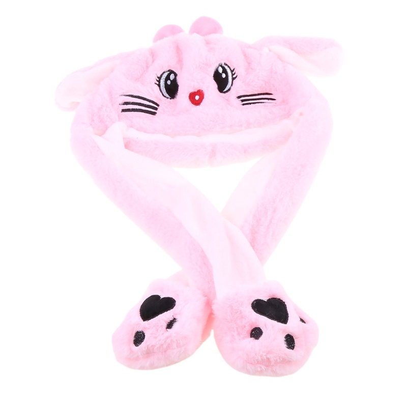 Mũ hình động vật hoạt hình nhồi bông có thể di chuyển tai vui nhộn cho nữ