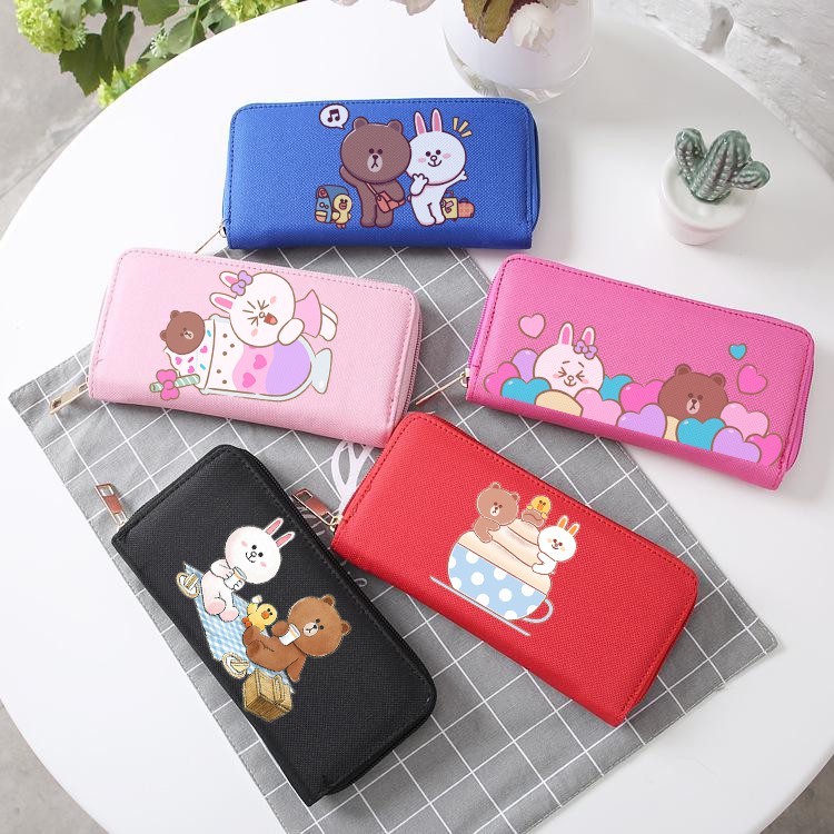 Ví gấu brown thỏ cony vịt sally  VBI4 ví dáng dài bóp hoạt hình cute dễ thương